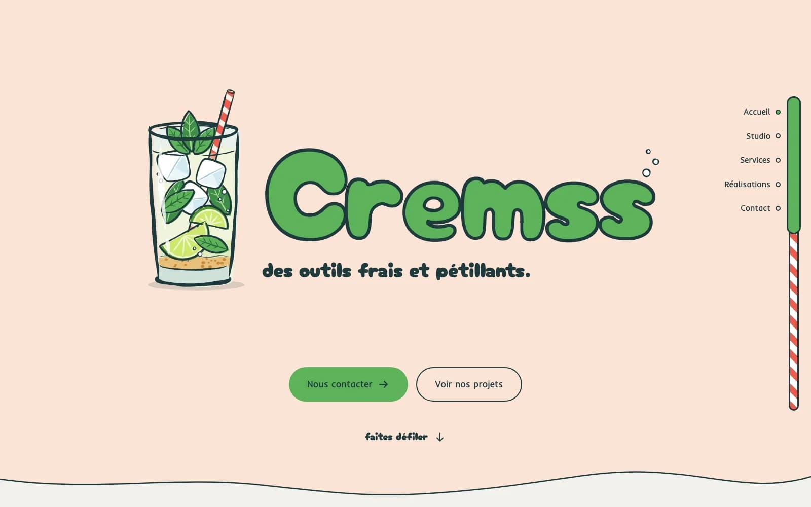 Page d'accueil du site de l'agence Cremss